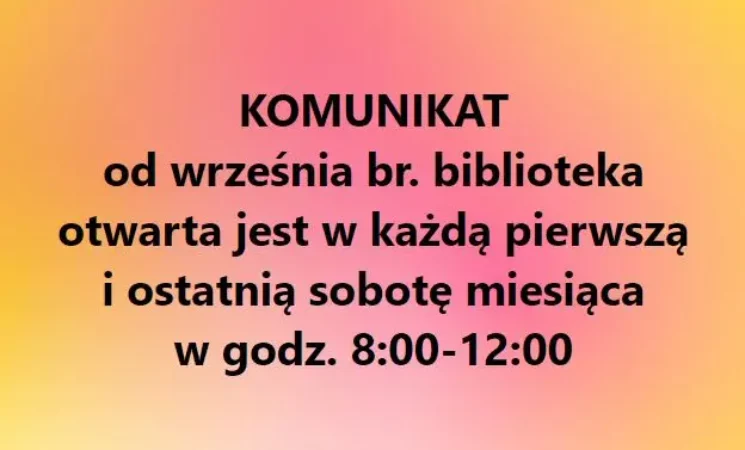 Zmiana godzin pracy biblioteki